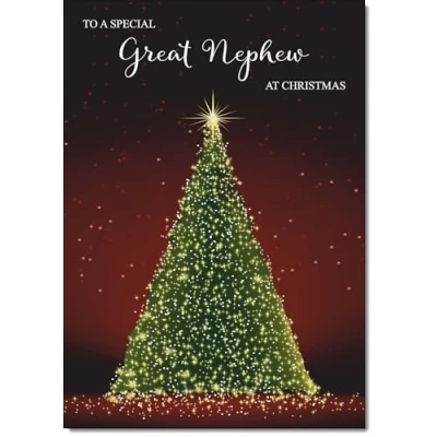 Image of doodlecards Great Nephew Christmas Card Green Tree Medium Size for with Plain Envelope