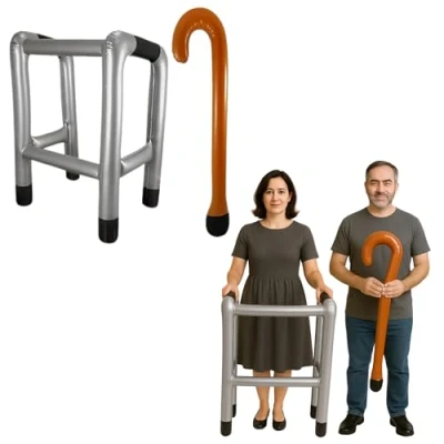 Image of FNA Fashions® Inflatable Walking Stick Blow Up Zimmer Frame Joke Dress Gift Present Fancy Party Wear Accessory