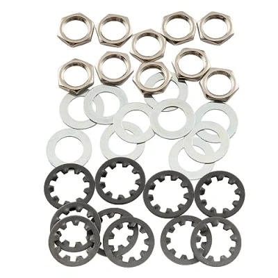 Image of Musiclily Pro 3/8&quot; Guitar Nuts and Washers Input Output Jack Socket for CTS Pots &amp; Switchcraft Jacks (Set of 10)