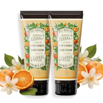 Image of Panier des Sens Orange Blossom Natural Shower Gel Moisturizing with Olive Oil 95% Ingredients Made in France 2x200ml