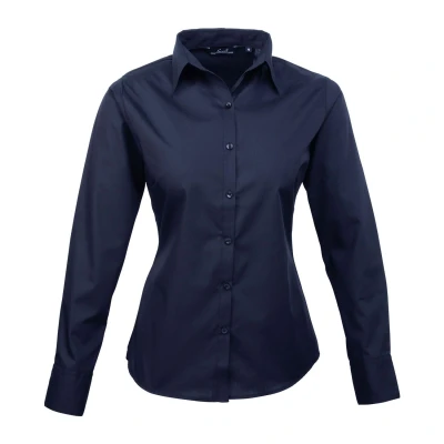 Image of Premier Fitness Women&#039;s Poplin Long Sleeve Blouse, Blue (Navy), (Size:18)