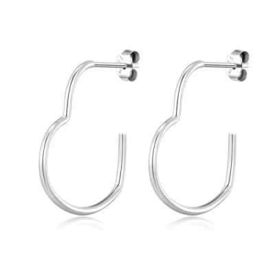 Image of Philip Jones Sterling Silver Heart Hoop Earrings with Butterfly Backs