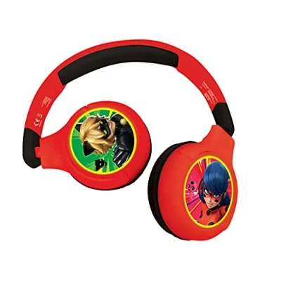 Image of LEXIBOOK Miraculous 2 in 1 Bluetooth Headphones Stereo Wireless Wired, Kids Safe, Foldable, Adjustable, HPBT010MI