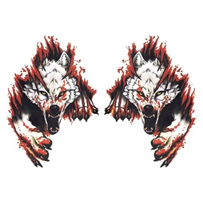 Image of VGOL 2PCS 3D Lifelike Wolf Sticker Simulation Animal Decal Self Adhesive PET Decorative Emblem Badge for Automotive Motorcycle Window Wall Laptop