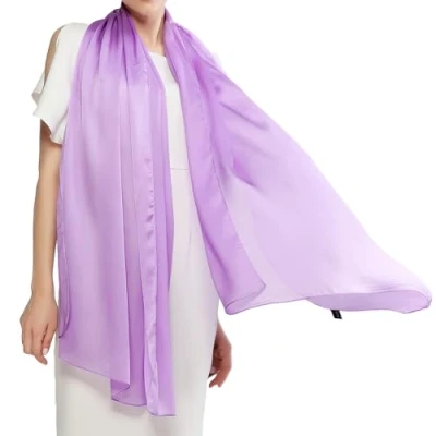 Image of RIIQIICHY Scarf for Women Silk Feeling Lightweight Chiffon Pashmina Hair Wrap Wedding Shawl Evening Dresses Lavender