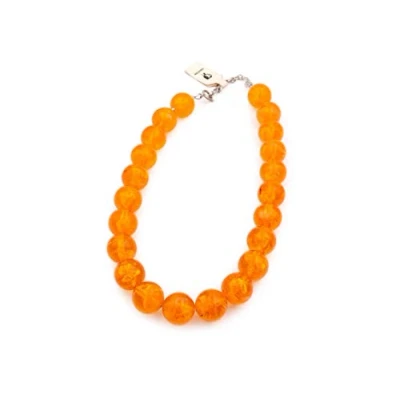 Image of Vintageparts DIY finished bead necklace amber 1 piece for jewellery