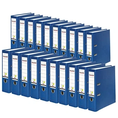 Image of Exacompta Ref 09984063007F FALKEN Vegan PP Lever Arch Files Suitable for A4 Documents, 80mm Spine , Label, Metal Finger Hole Blue (Pack of 20)