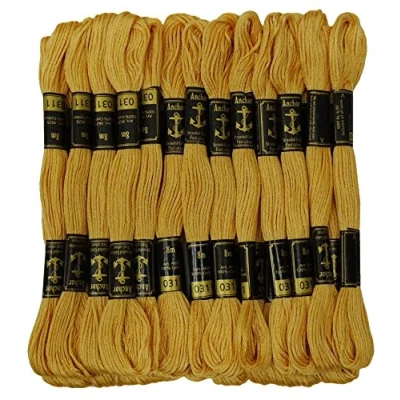 Image of ANCHOR 25 x Cross Stitch Hand Embroidery Floss Stranded Cotton Thread Skeins Pale Yellow