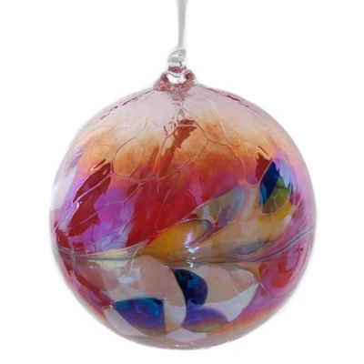 Image of Large Red Handmade Recycled Glass Friendship Ornamental Globe Ball Bauble