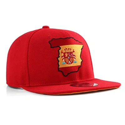 Image of Underground Kulture Spain Red Adjustable World Cup Euros Flat Peak Snapback Hat Baseball Cap