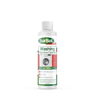 Image of SurSol Active Washing Machine Cleaner &amp; Sanitiser Anti bacterial Removes Limescale, Odours and Dirt Sea Breeze Scent 250ml