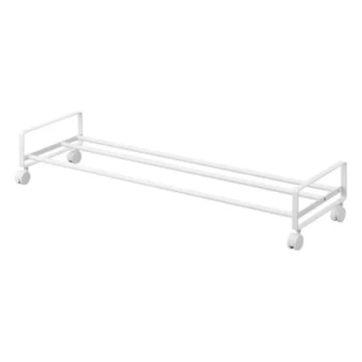 Image of YAMAZAKI 1622 Tower Shoe Rack with Wheels, White, Steel/Nylon, Minimalist 83.5 x 27.5 14.5 cm