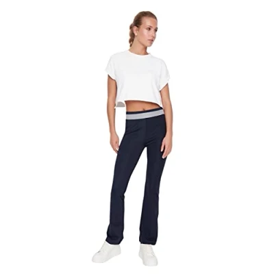 Image of Trendyol Women Sportswear Regular Waist Skinny fit Flare Sweatpants Navy Blue