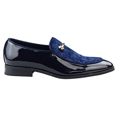 Image of TruClothing Men&#039;s Moccasin Loafers Shoes Leather Lined Slip On Velvet Smart Formal Shoe Black Blue Red 6 UK