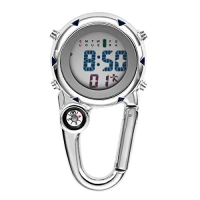 Image of JewelryWe Digital Pocket Watch with Carabiner Lobster Clasp Fob Belt Clip for Doctors Nurses, a