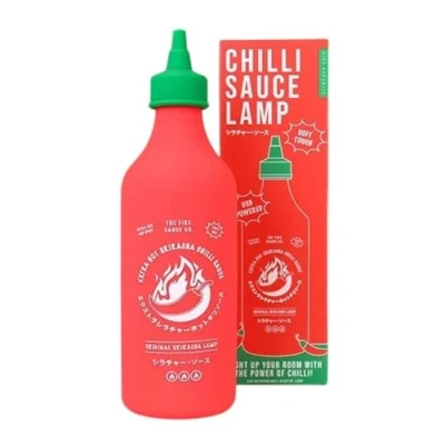 Image of Gift Republic Chilli Sauce Bottle Silicone Lamp Trendy Touch Desktop Bedroom Décor Light USB Rechargeable Soft Portable Night for Kids, Teens &amp; Adults