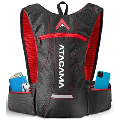 Image of Atacama hydration backpack running with and without haydration bladder vest women bike pack (blue, red)