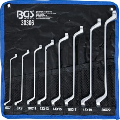 Image of BGS 30306 Double Ring Spanner Set deep offset ends 6 x 7 20 22 mm 8 pcs.