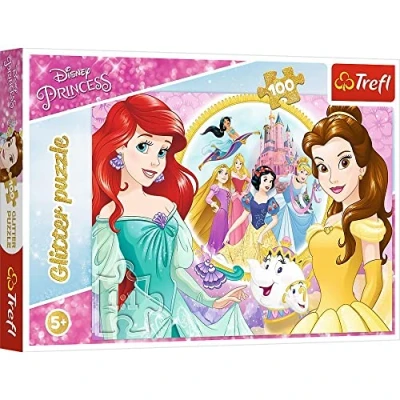 Image of Trefl TR14819 Glitter, Memories of Belle and Ariel, Disney Princess 100 Teile, für Kinder ab 5 Jahren Jigsaw Puzzle, Coloured