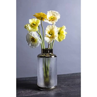 Image of Kare Design vase LA Noble, white, gold, glass coloured, modern round for flowers, handmade room decor, home decor living room, bedroom, 30x15x15cm (H/W/D)