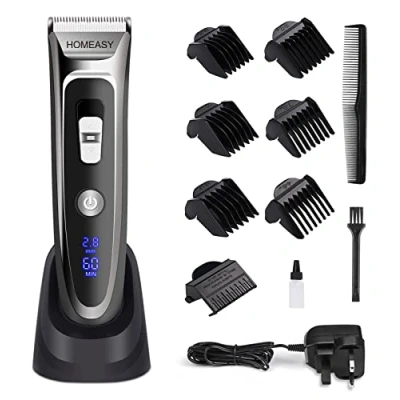 Image of Hair Clipper Men, Beard Trimmer Electric Rechargeable Waterproof Mens Grooming Kit Cutting Machine with LED Display Ceramic Blade Shaver 2 in1 for Men Kids Barbers