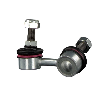 Image of 4056A012, MB672370 Anti roll bar link FEBI BILSTEIN 41176 Front Axle Left 55mm M10 x 1,25 with nuts Steel silver