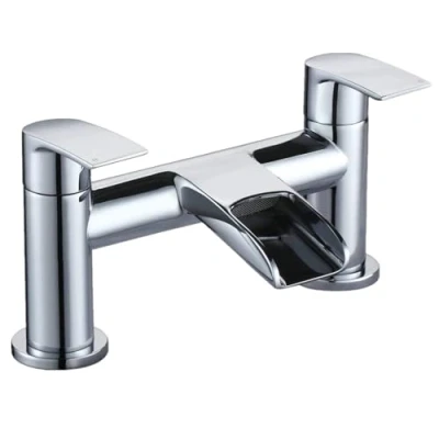 Image of [Waterfall Bath Tap] Hapilife Modern Bathroom Tub Monobloc Filler Mixer Chrome Double Lever Bathtub Tap