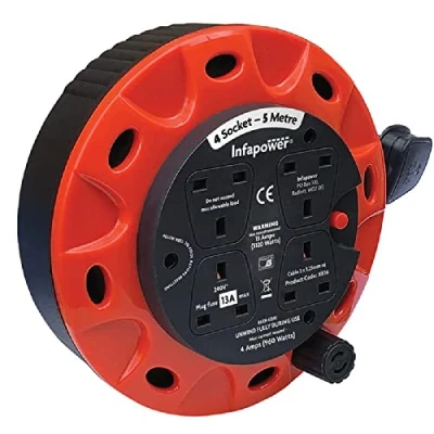 Image of Infapower Accessories Brand Model 4 Socket 13 Amp5 Metre Enclosed Drum