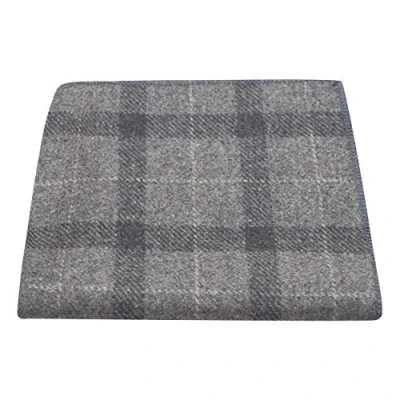 Image of King &amp; Priory Light Grey Dark Check Pocket Square, Tweed, Tartan, Plaid