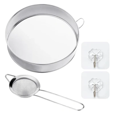 Image of 1 Piece Flour Sieve, Small Filter 2 Hooks, Fine Mesh Round Sieve Made of Stainless Steel, Tool