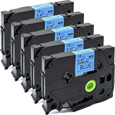 Image of NEOUZA 5PK Compatible for Brother P Touch Laminated Tze Tz Label Tape Cartridge 12mmx8m (TZe 531 Black on Blue)