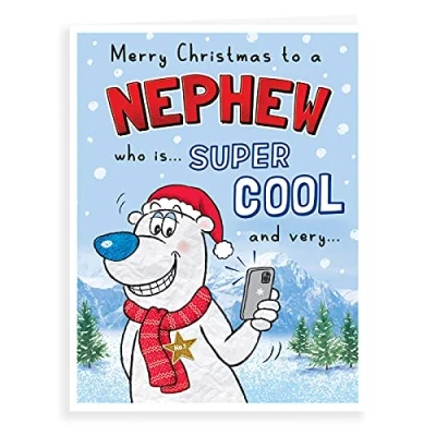 Image of Piccadilly Greetings Character Christmas Card Nephew 8 x 6 inches, A41334
