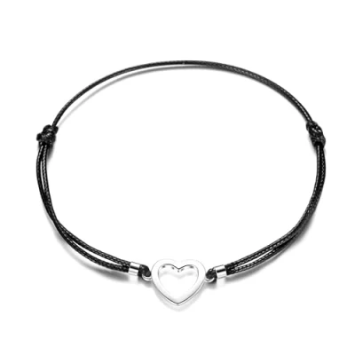 Image of Philip Jones Sterling Silver Corded Heart Bracelet