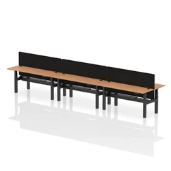 Image of Air B2B 1800x600mm Adjustable 6P Bench Desk CP Oak/Black + Screen