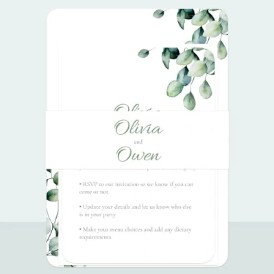 Image of Dotty about Paper Eucalyptus Wedding Invitation &amp; Information Card *Sample*