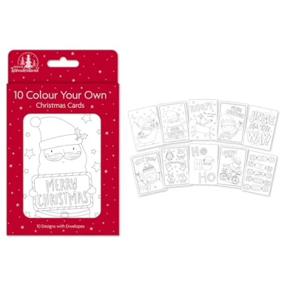 Image of Tallon Festive Wonderland Colour Your Own Christmas Cards, Assorted Box of 10