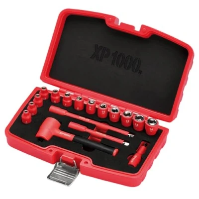 Image of Draper XP1000 18115 VDE Metric Socket Set, 1/4&quot; Sq. Dr. (17 Piece)