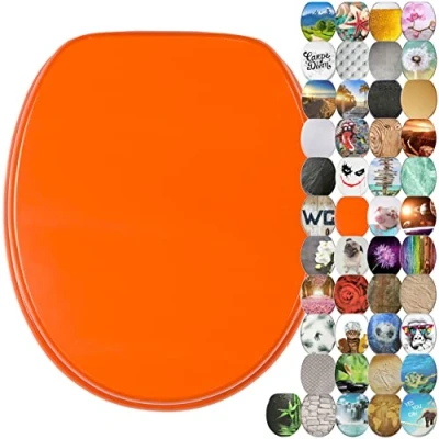 Image of Sanilo Soft Close Toilet Seat, Wide Choice of New Seats, Stable Hinges, Easy to Mount (Orange)