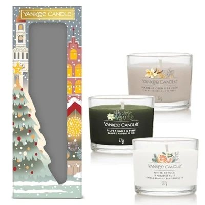 Image of Yankee Candle Scented Candles Gift Set , 3 Mini Filled Votive Perfect Christmas Gifts for Women Passport to the Holidays Collection, Signature