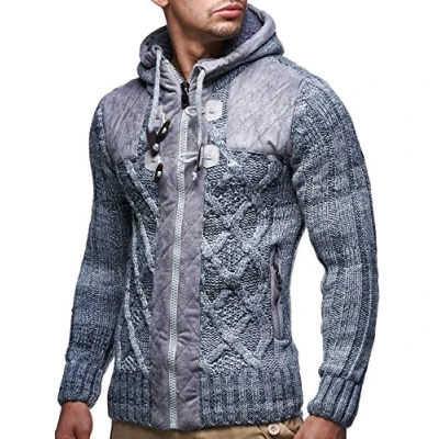 Image of Leif Nelson Men Cardigan Jacket Shawl Collar LN 4195 Grey Small