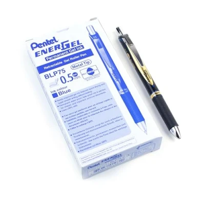 Image of Pentel EnerGel Permanent Retractable Rollerball 0.5mm Blue Ink Pack of 12