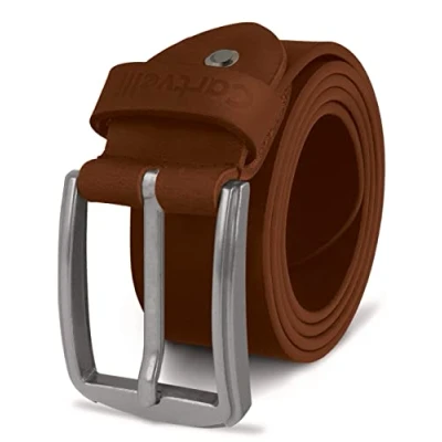 Image of Cartvelli Men&#039;s Vintage Leather Belt 40 mm Made in Germany with Gift Box Genuine Clasp Silver, Brandy Brown, 115 cm