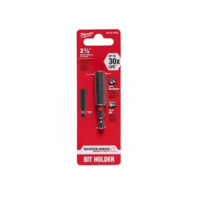 Image of Milwaukee 48 32 4502 Shockwave Impact Duty 1/4&quot; Hex Shank Magnetic 2.36&quot; Bit Tip Holder