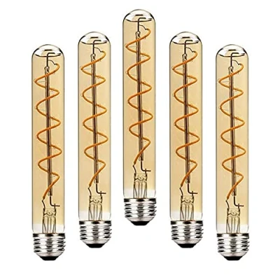 Image of BAISHICHENG 5 Packs 225mm T30 Long Tube LED Bulb Edison Retro Vintage Decorative Light Bulbs E27 4W(Replace 40W Halogen Bulb) T225 Filament Screw Warm White 2700K AC220 240V