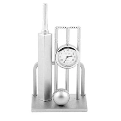 Image of W M Widdop Miniature Cricket Bat, Ball and Wickets Novelty Collectors Clock 0182 9648G