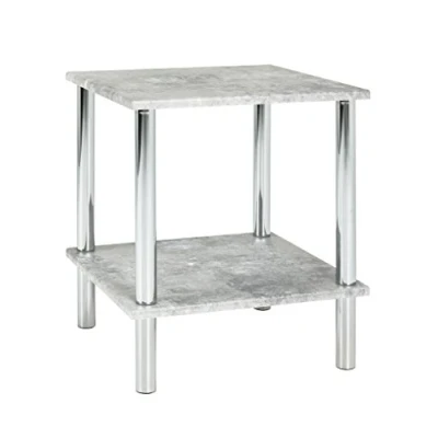 Image of HAKU Mobel End Table Concrete Optic, Chrome, Mdf, Metal Size: W 39 cm X H 47 D cm, Style: Modern