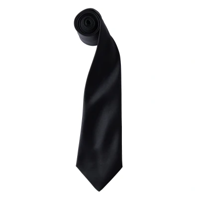 Image of Premier Mens Plain Satin Tie (Narrow Blade) (Black) One Size