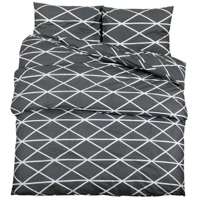 Image of vidaXL Duvet Cover Set Grey 225x220 cm Cotton