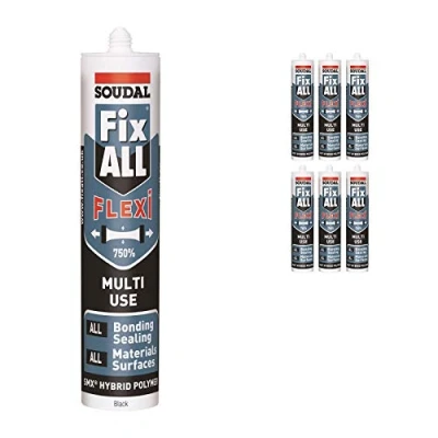 Image of 6 x Black Soudal Fix All Multi Purpose SMX Sealing Strong Bonding Adhesive Polymer Silicone