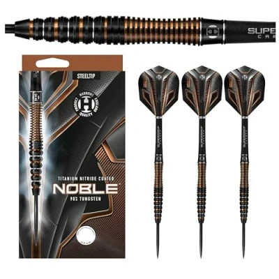 Image of Harrows Noble 90% Tungsten Steel Tip Darts Set 22g, 23g, 24g &amp; 25g Includes Silver Supergrip Carbon Shafts Micron Flights (24g)